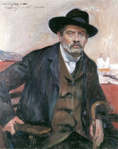 Self-portrait with Black Hat and Cane by Lovis Corinth